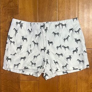 LOFT Linen Zebra Print Shorts Size 2 Black White Novelty Animal Resort Travel